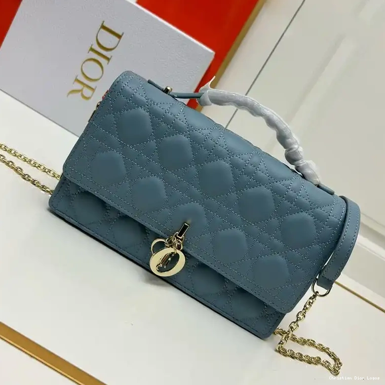 Bag Lambskin Cannage Top Miss Dior Sky Blue Small Handle 0614 Luxury